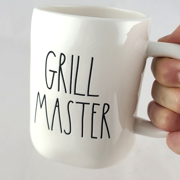 Rae Dunn Artisan  Double Sided White Mug Large Letters GRILL MASTER Grill BBQ - Picture 6 of 9